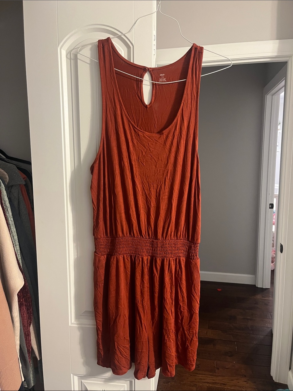 aerie Rust Orange Keyhole Sleeveless Romper